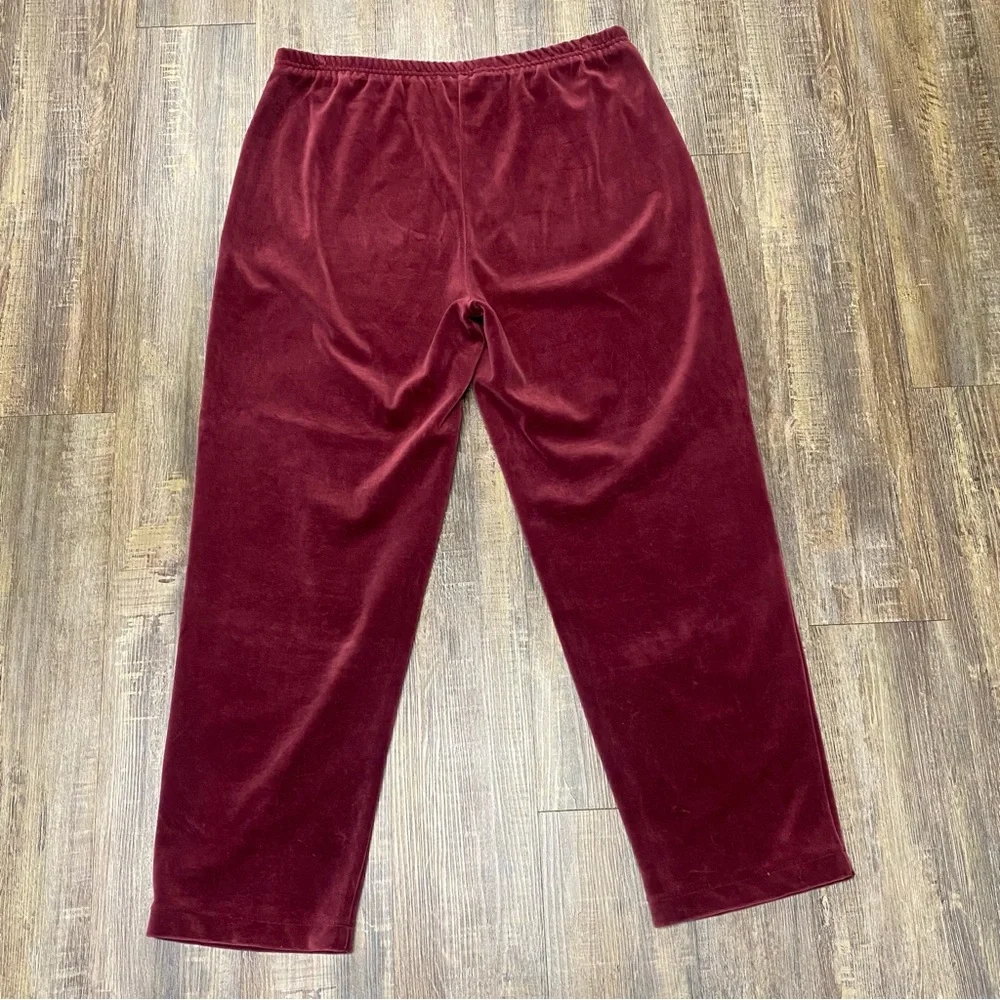Liz Claiborne Maroon Lizwear Velour Lounge Pant Sweat Suit Soft‎ Stretchy XL